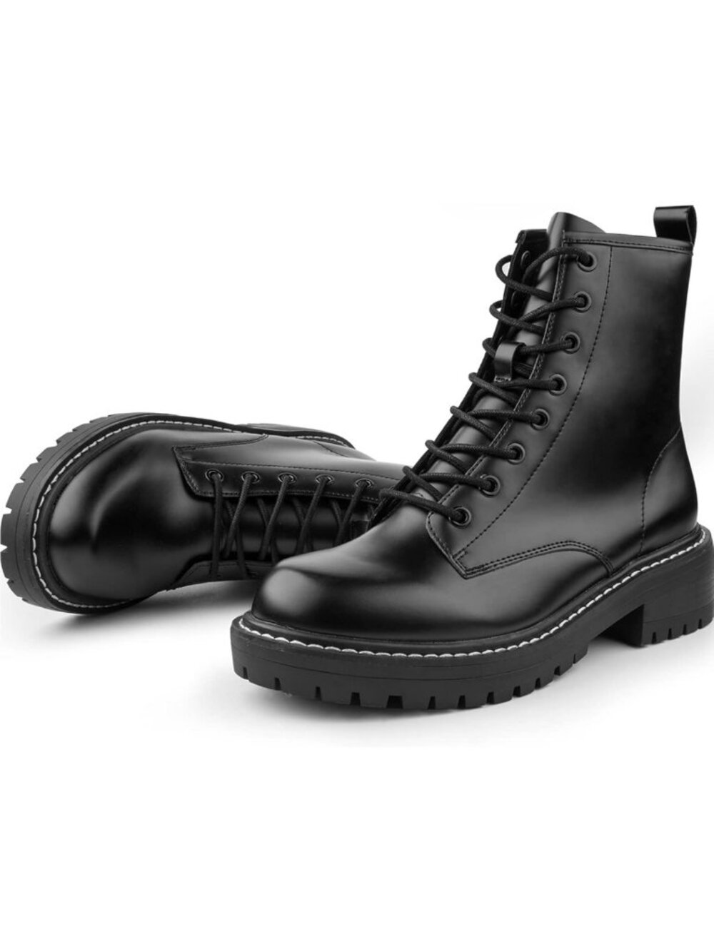 Trendy Women's Ankle Booties - Casual 8-Eye Lace-Up Combat Boots with Side